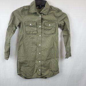 Gap Kids Girls Sz 8 Long Sleeve Button Up Collared Olive Green Dress